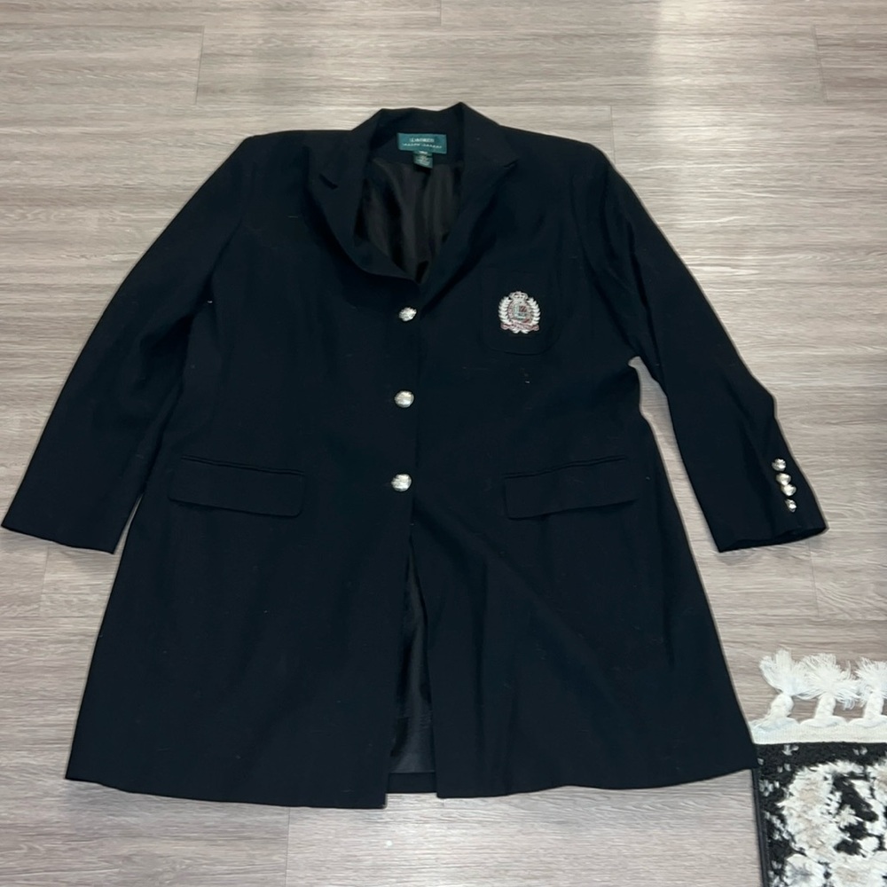Lauren Ralph Lauren Longer length Black Embellished Crest Blazer